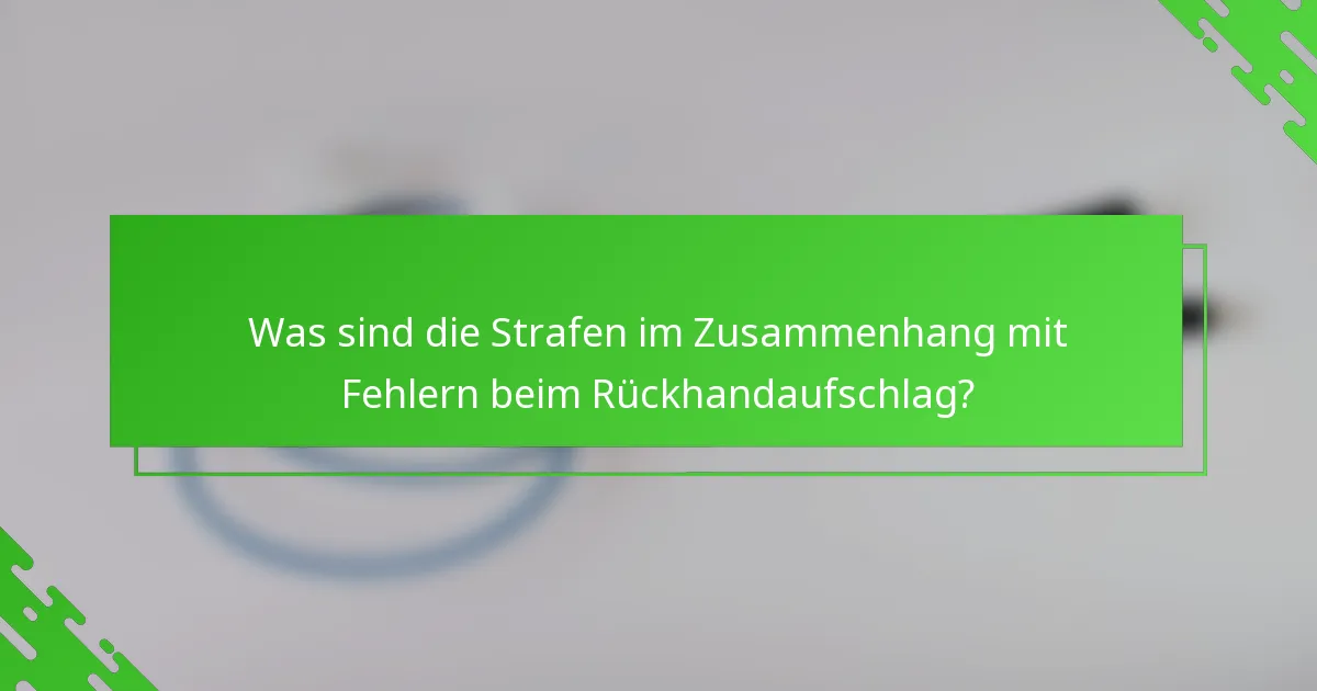 Was sind die Strafen im Zusammenhang mit Fehlern beim Rückhandaufschlag?